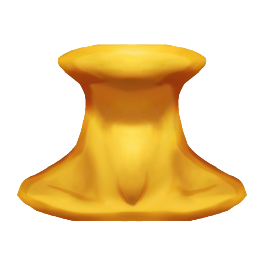 Proposed neck emoji: An anterior view of a gender-neutral human neck with raised chin, colored with unrealistic yellow skin tone.